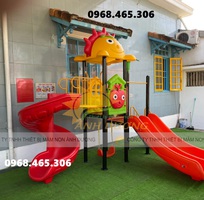 2 Cầu trượt xích đu mầm non, bộ cầu trượt liên hoàn trẻ em