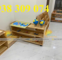 2 Kệ gỗ montessori 3 tầng mầm non,Kệ montessori 4 tầng mầm non