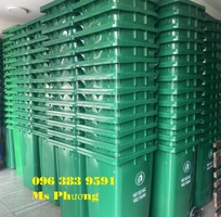 Thùng rác nhựa 240lit có bánh xe, nắp kín, dùng tốt ngoài trời