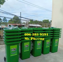 1 Thùng rác nhựa 240lit có bánh xe, nắp kín, dùng tốt ngoài trời