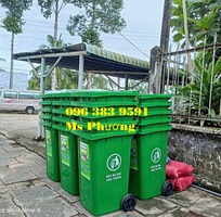 2 Thùng rác nhựa 240lit có bánh xe, nắp kín, dùng tốt ngoài trời