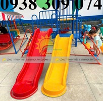 3 Cầu trượt cho bé ngoài trời, Cầu trượt máng đôi công viên