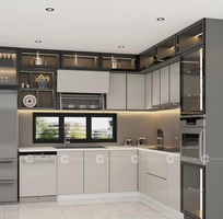 1 Tủ Bếp Gỗ Công Nghiệp MDF Cao Kịch Trần Đa Năng