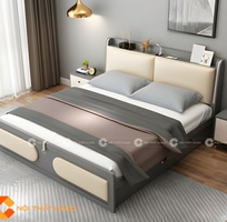 Giường Ngủ Gỗ Công Nghiệp Bọc Nệm Đầu Giường Có Hộc Kéo