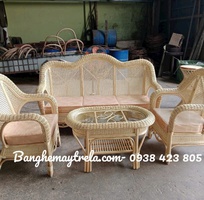 2 Sofa mây tự nhiên lưới mắt cáo