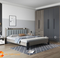 Giường Ngủ Gỗ Công Nghiệp Bọc Nệm Màu Xám Tinh Tế Giường Ngủ Gỗ Công Nghiệp Bọc Nệm Màu Xám Tinh Tế