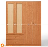 Tủ Quần Áo Gỗ Công Nghiệp Phối Lưới Mây Độc Đáo