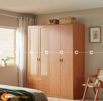 1 Tủ Quần Áo Gỗ Công Nghiệp Phối Lưới Mây Độc Đáo