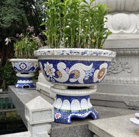 6 Chậu hoa đắp sành sứ, cẩn miểng thủ công mỹ nghệ