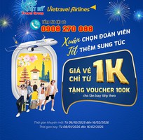 Vé tết chỉ từ 1K hãng Vietravel Airlines