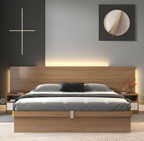 1 Giường Ngủ Gỗ Công Nghiệp Màu Nâu Vân Gỗ Có Hộc Kéo 1 Giường Ngủ Gỗ Công Nghiệp Màu Nâu Vân Gỗ Có Hộc Kéo