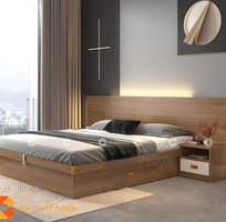 Giường Ngủ Gỗ Công Nghiệp Màu Nâu Vân Gỗ Có Hộc Kéo Giường Ngủ Gỗ Công Nghiệp Màu Nâu Vân Gỗ Có Hộc Kéo