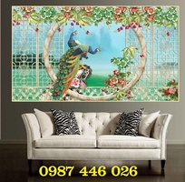 9 Tranh gạch men chim công HP923