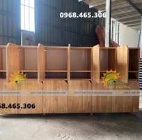 Tủ cặp mầm non, tủ gỗ cặp dép mầm non