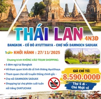 Tour Bangkok, Cố đô Ayutthaya, Chợ nổi Damnoen Suduak, 4N3Đ, No Shopping