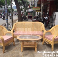 Bộ bàn ghế sofa mây tự nhiên kết hợp lưới mắt cáo