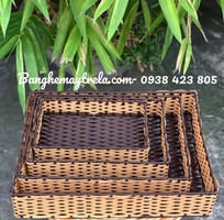 Khay nhựa giả mây đựng đồ chữ nhật