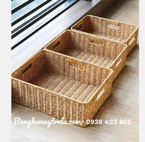 4 Khay nhựa giả mây đựng đồ chữ nhật