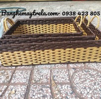 5 Khay nhựa giả mây đựng đồ chữ nhật