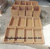 6 Khay nhựa giả mây đựng đồ chữ nhật