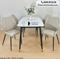 1 Bộ bàn ăn mặt đá 4 ghế nệm kẻ sọc SALA-12E / ECO 21A-P