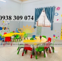 3 Bàn nhựa vòng cung nhập khẩu, bàn bán nguyệt mầm non