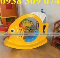 2 Bập bênh cá vàng nhựa, bập bênh đế cong cá vàng