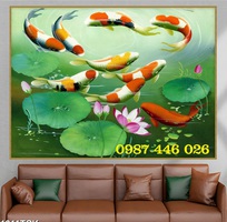 4 Tranh gạch men cá chép cửu ngư đồ HP8623