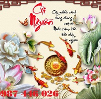 Tranh gạch men cá chép cửu ngư đồ HP8623