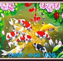 1 Tranh gạch men cá chép cửu ngư đồ HP8623