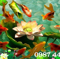 2 Tranh gạch men cá chép cửu ngư đồ HP8623