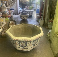 3 Chậu hoa dán miễng sành - chậu khảm sành sứ - nghệ nhân dán miễng sành sứ ,khảm miễng