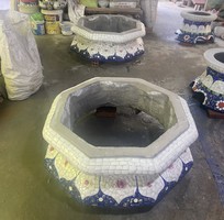 6 Chậu hoa dán miễng sành - chậu khảm sành sứ - nghệ nhân dán miễng sành sứ ,khảm miễng