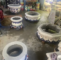 11 Chậu hoa dán miễng sành - chậu khảm sành sứ - nghệ nhân dán miễng sành sứ ,khảm miễng