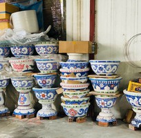 14 Chậu hoa dán miễng sành - chậu khảm sành sứ - nghệ nhân dán miễng sành sứ ,khảm miễng