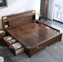 2 Giường Ngủ Gỗ Tự Nhiên Màu Nâu Vân Gỗ Đậm