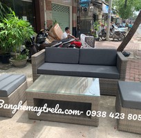 Bàn ghế sofa vuông mây nhựa