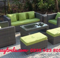 3 Bàn ghế sofa vuông mây nhựa