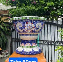 1 Chậu khảm miểng , cẩn miểng chén dĩa , đắp sành sứ thủ công mỹ nghệ Thủ Đức