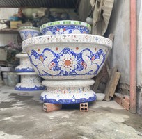 5 Chậu khảm miểng , cẩn miểng chén dĩa , đắp sành sứ thủ công mỹ nghệ Thủ Đức