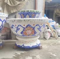 7 Chậu khảm miểng , cẩn miểng chén dĩa , đắp sành sứ thủ công mỹ nghệ Thủ Đức