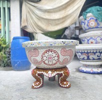 14 Chậu khảm miểng , cẩn miểng chén dĩa , đắp sành sứ thủ công mỹ nghệ Thủ Đức