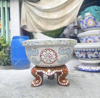 15 Chậu khảm miểng , cẩn miểng chén dĩa , đắp sành sứ thủ công mỹ nghệ Thủ Đức