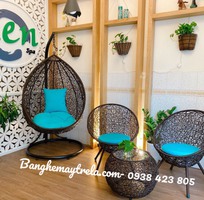 3 Xích đu kèm bàn ghế nhựa giả mây ban công