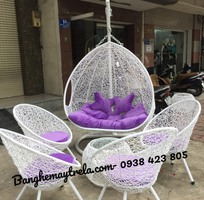 4 Xích đu kèm bàn ghế nhựa giả mây ban công
