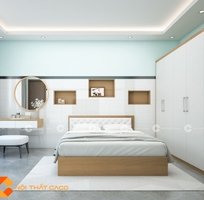 Combo Phòng Ngủ Gỗ Công Nghiệp Nâu Gỗ Phối Trắng Cao Cấp