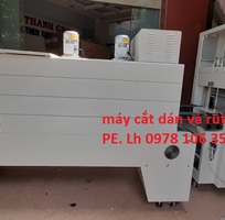1 Máy cắt dán và rút màng co PE cho lốc chai- lon, máy màng co PE cho lốc chai bán tự dộng