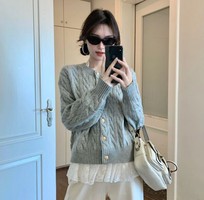 1 Áo Cardigan Dài Tay Nữ   Ruffle Knit Cardi