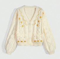 1 Áo Cardigan Len Nữ Đính Hoa