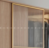 1 Tủ Quần Áo Gỗ MDF Cửa Lùa Màu Vàng Vân Gỗ Phối Kính Hiện Đại